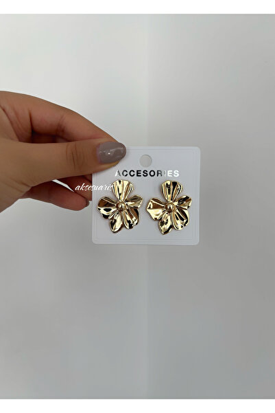 aksesuaris Gold Çiçek Model Kadın Küpe