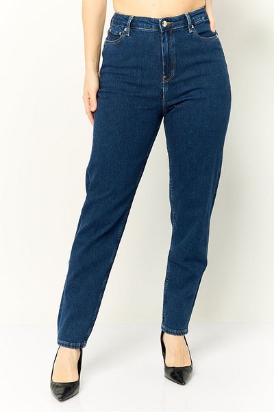Tommy Hilfiger Women Tapered Fit Washed Stretchable Denim Jeans, Blue