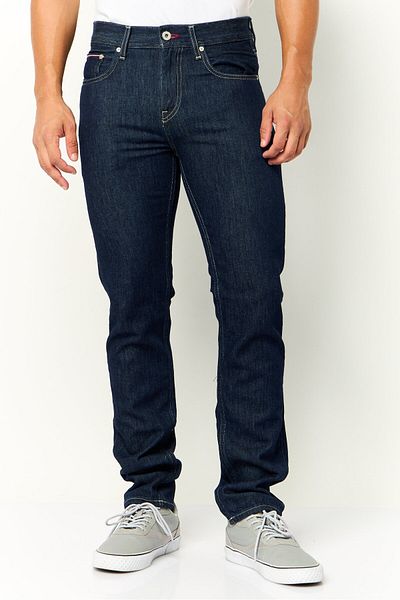 Tommy Hilfiger Men Straight Leg Washed Denim Jeans, Blue