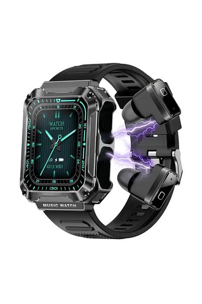 USSPY Smartwatch with built-in Bluetooth headphones, USSPY, 1.96-inch HD display, black
