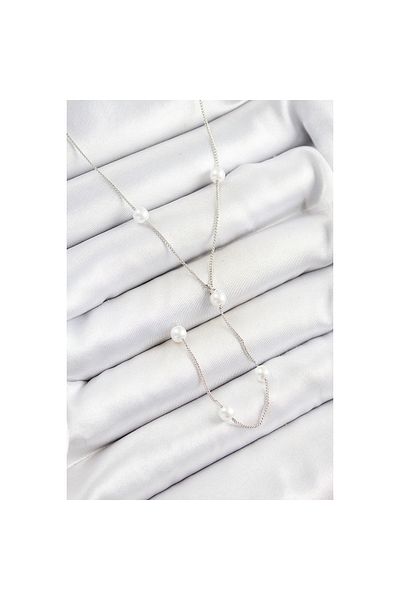Clariss 316L Steel Pearl Figured Y Model Silver Color Women's Necklace