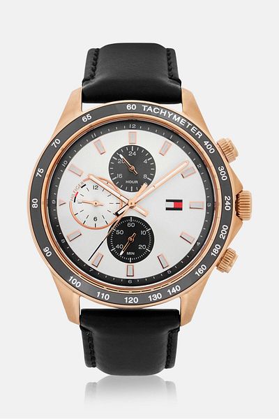Tommy Hilfiger Men 1792016 Quartz Movement Watch 45mm, Black