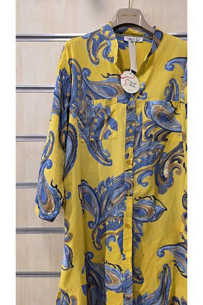 Park Moda Italian Tunic Oversize Shirt Dress Cotton Shawl Pattern