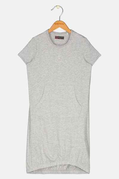 Scuderia Ferrari Kids Girl Short Sleeve Embellish Brand Logo Dress, Grey