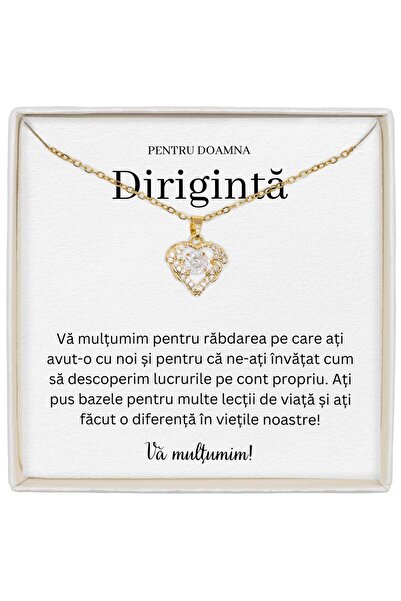 The Jewel Heart Colier Inimă Pentru Dirigintă, Cadou Elegant Și Plin De Recunoștință, Lungime 39+5 cm