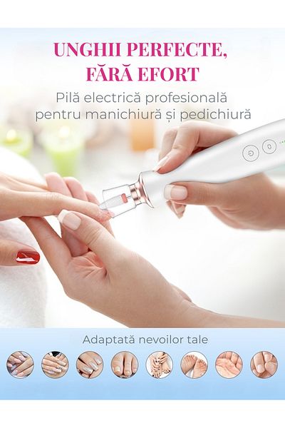 OEM Nail file, portable electric file, rechargeable, 12 heads, for manicure-pedicure