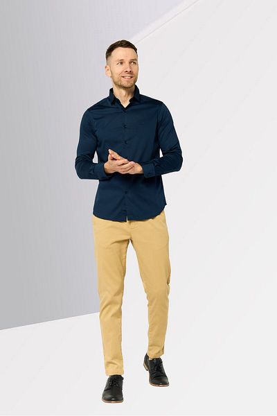 La Martina Men Tailored Fit Embroidered Logo Long Sleeves Casual Shirt, Navy Blue