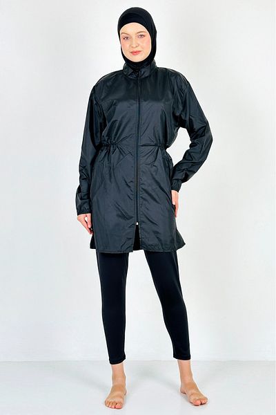 CRNSSWİMWEAR Parachute Fully Covered Hijab Swimsuit with Front Zipper