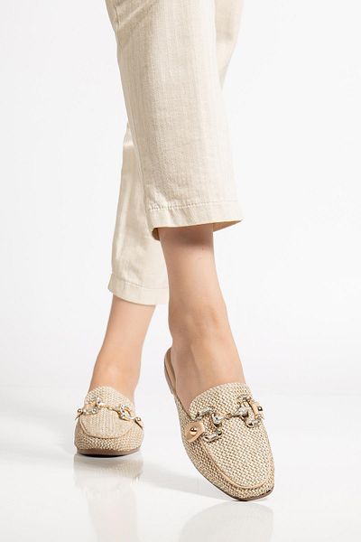 SUİNS SHOES Suins Silva Model Stone Accessory Straw Slippers
