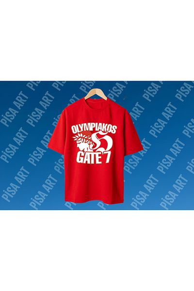 Pisa Art Greece Olimpiakos Gate 4 Sides Custom Design T-Shirt