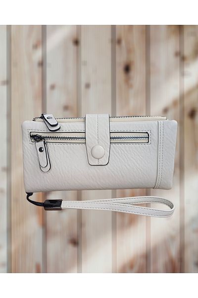 KY Women's Wallet Card Holder Cream a Quality Soft Leather Large Size