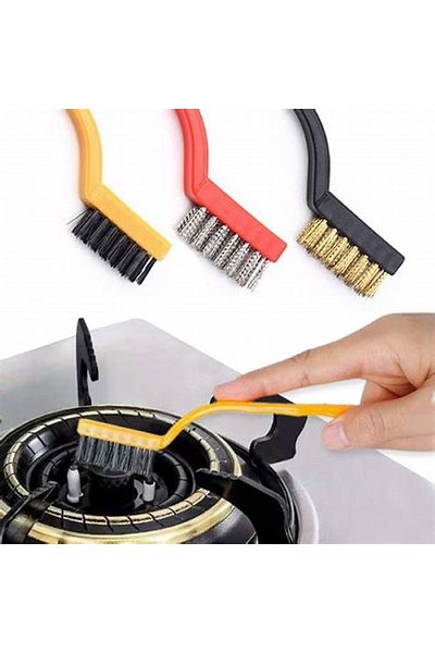 TARIK HOME Stubborn Dirt Cleaning Set 3 Piece Brush Set with Copper, Iron and Hard Plastic Tips