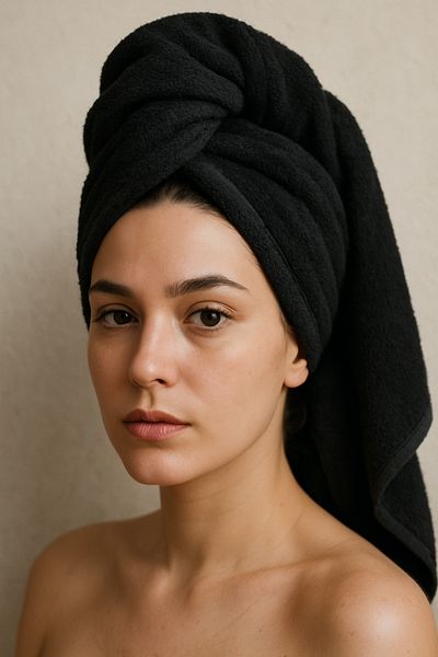 Elaganya Cotton Black Hair Towel 50X90 cm