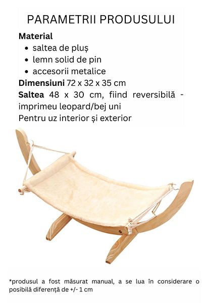 OBRO Hamac Premium Confortabil pentru Pisici și Căței Mici – Suport Lemn, Pătură Moale, Ușor de Montat