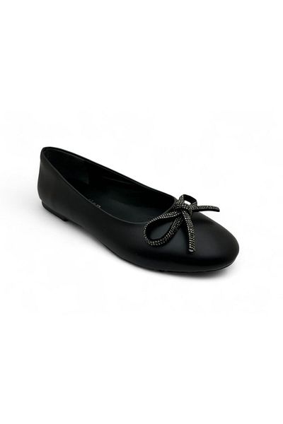 DOSA SHOES Women's Bow Ballerina Ballet-Black Skin