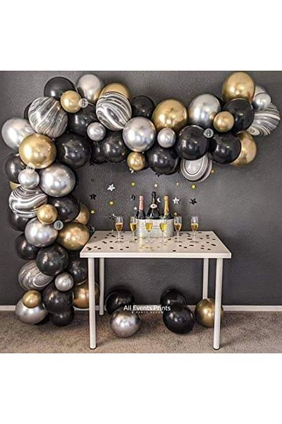 Baloane Vesele Balloon Arch Majorat Deluxe Marble Gold 86 Pieces ARC55