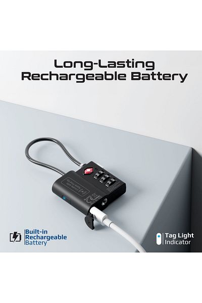 Promate TagLock Smart Luggage Lock: TSA-Approved with Worldwide Tracking via Apple Find My, Anti-Lost Alerts