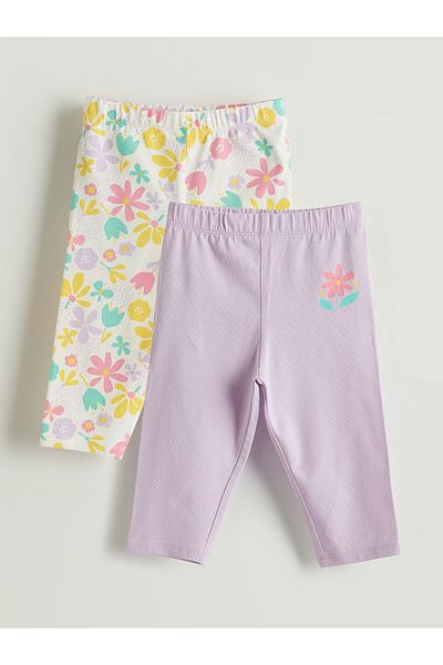 LC Waikiki New Season Elastic Waist Floral Girls' Leggings 2-Piece - S5Ir20Z1