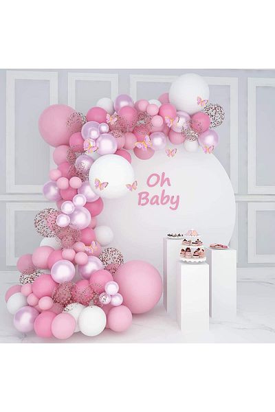 Baloane Vesele Balloon Arch Baptism Or Birthday Girl 131 Pieces ARC33