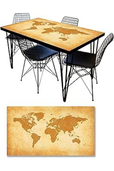 Mu Art Ahşap Table Covering Foil Furniture Table Covering Foils World Map