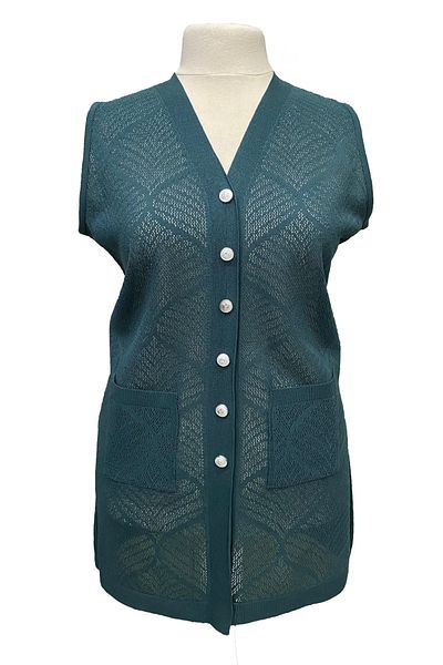 Giyinen Mağazaları Petrol Blue Shura V-Neck Buttoned Double Pocket Mercerized Vest