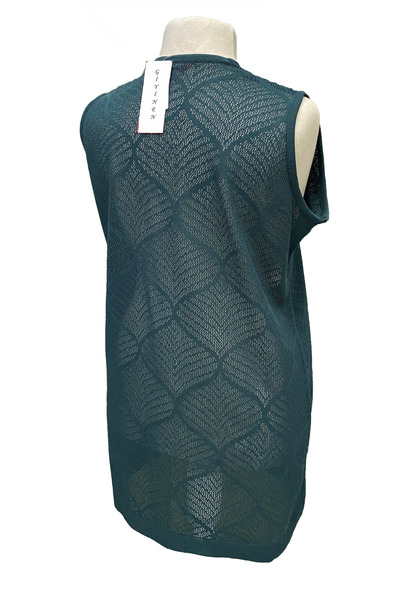 Giyinen Mağazaları Petrol Blue Shura V-Neck Buttoned Double Pocket Mercerized Vest