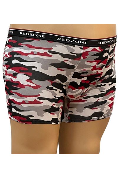 marufshop Κόκκινο - Μαύρο - Λευκό Μοτίβο Καμουφλάζ Ψηφιακό Μπόξερ Λύκρα Plus Size