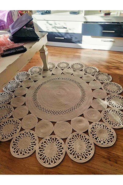 BHR Creative Jüt Halat Papatya Model Paspas Kilim Yolluk Halı