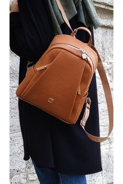 çantamgelsin Just Polo Women's 9 Compartment Embossed Printed Backpack