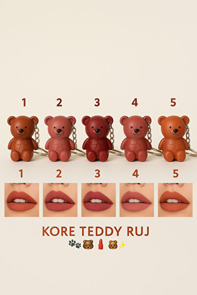 MİNGODAN 1 Adet Ayıcık Sevimli Lip Gloss Mat Ruj Dudak Bakımı Ve Anahtarlık Kadın Aksesuar