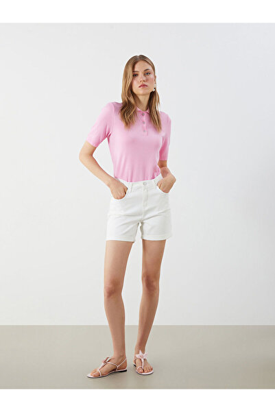 LC Waikiki GiyÇık Store Weiße Boyfriend-Fit-Jeansshorts für Damen