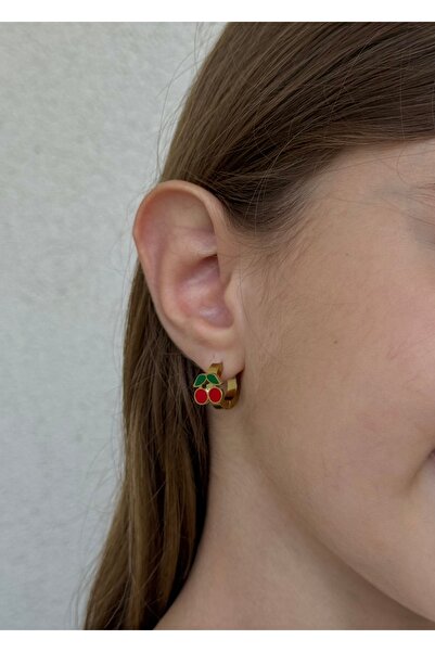 Home Sihra Accessories Çelik halka model kiraz çocuk küpe