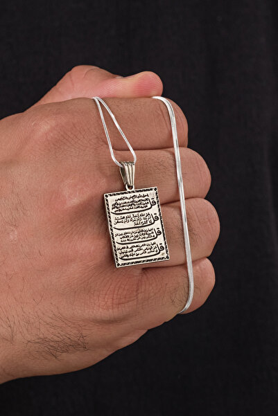 CAN SİLVER 925 Ayar Gümüş Dua Ayet Yazılı Gerçek Gümüş Erkek Kolye