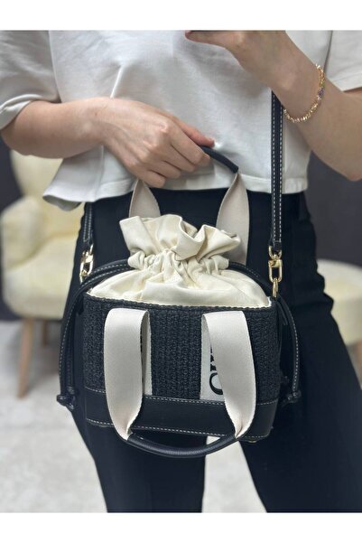 Nues Women's Straw Raffia Rope Hand and Shoulder Bag