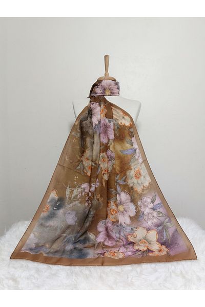 REMOMODA Patterned Soft Cotton Shawl Floral Model