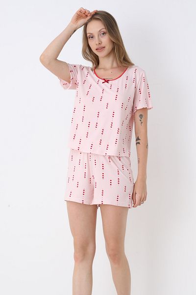 TURAY Bianca Charm Salmon Pajama Set with Short Sleeve Shorts