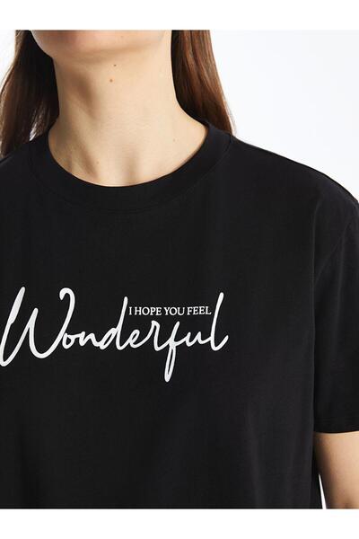 LC Waikiki Crew Neck Printed Short Sleeve Oversize Women's Tunic (S4)