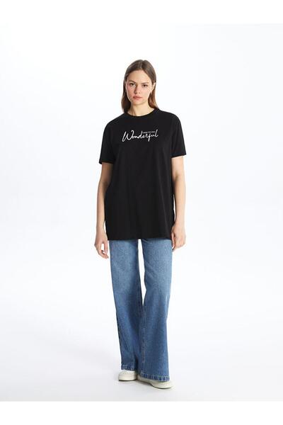 LC Waikiki Crew Neck Printed Short Sleeve Oversize Women's Tunic (S4)