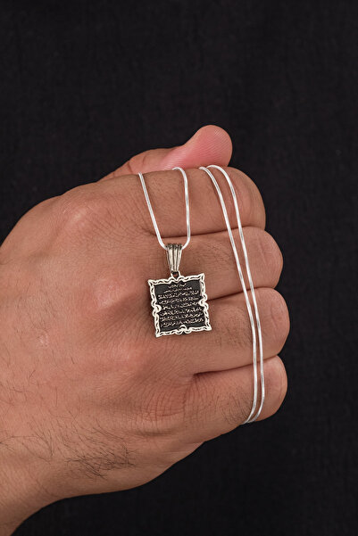 CAN SİLVER 925 Ayar Gümüş Dua Ayet Yazılı Gerçek Gümüş Erkek Kolye