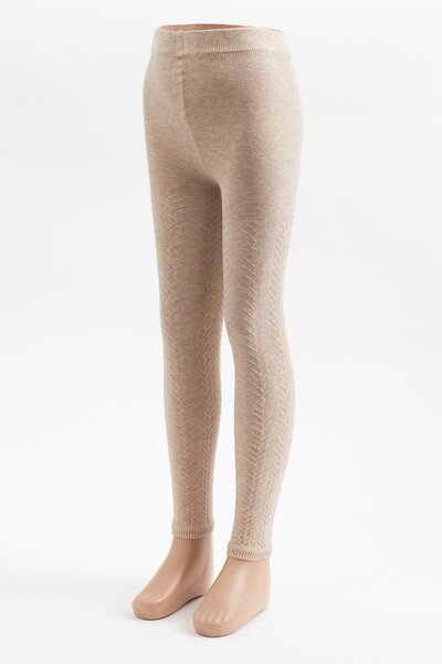 Katia&Bony Κοριτσίστικο βαμβακερό καλσόν μπεζ μελανζέ