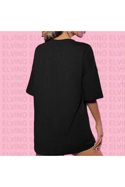 Elvino Trend Summer Design Printed Oversize Unisex Women/Men Crew Neck T-Shirt