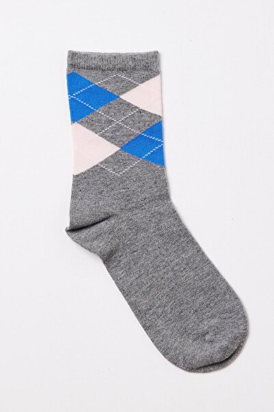 Katia&Bony Παιδικές κάλτσες με καρό μοτίβο γκρι μελανζέ