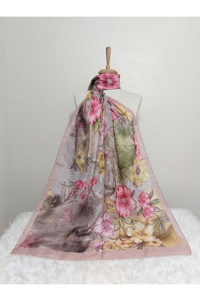 REMOMODA Model floral de șal din bumbac moale