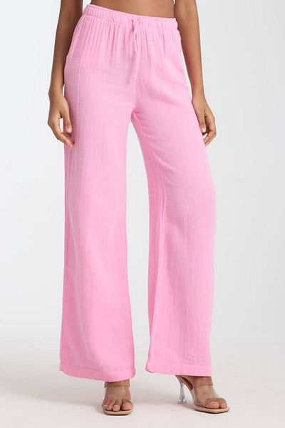Balenbi Women's Elastic Waist Palazzo Muslin Trousers 1096