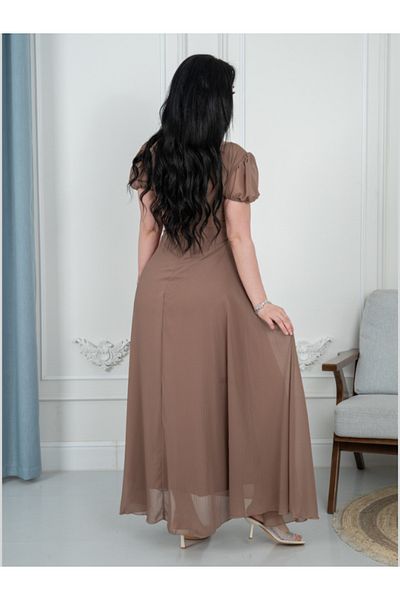 Nice Model Formal Evening Maxi Dress Rhinestone Belt V-Neck Chiffon Gown Elegant Party Plus Size