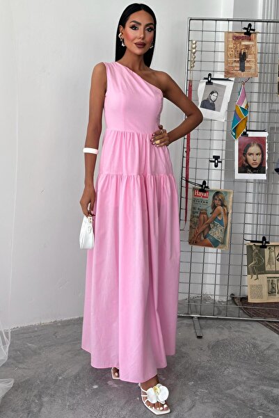 WeShaya Γυναικείο ροζ φόρεμα με έναν ώμο Wual Maxi