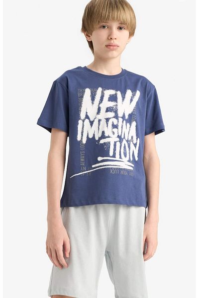 DeFacto Boys 2 Piece Set Printed Short Sleeve T-Shirt Elastic Waist Shorts
