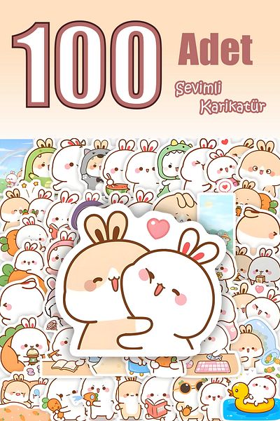 Grafikup Cute Cartoon Sticker Set - 100 Pieces Pen Laptop Notebook Water Bottle Label