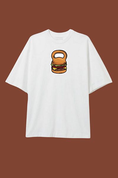 Dupe Design Hamburger Gym Printed Oversize T-Shirt