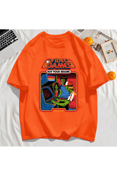 StartMore تي شيرت Y2k Vintage تي شيرت لعبة فيديو Brain Dead Print